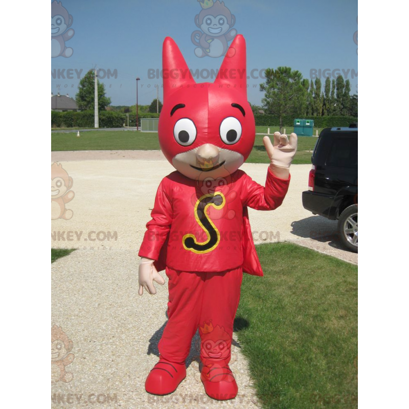 Superheld BIGGYMONKEY™ mascottekostuum met masker en rode