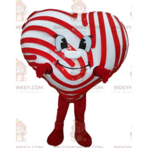 Costume de mascotte BIGGYMONKEY™ de cœur blanc souriant avec