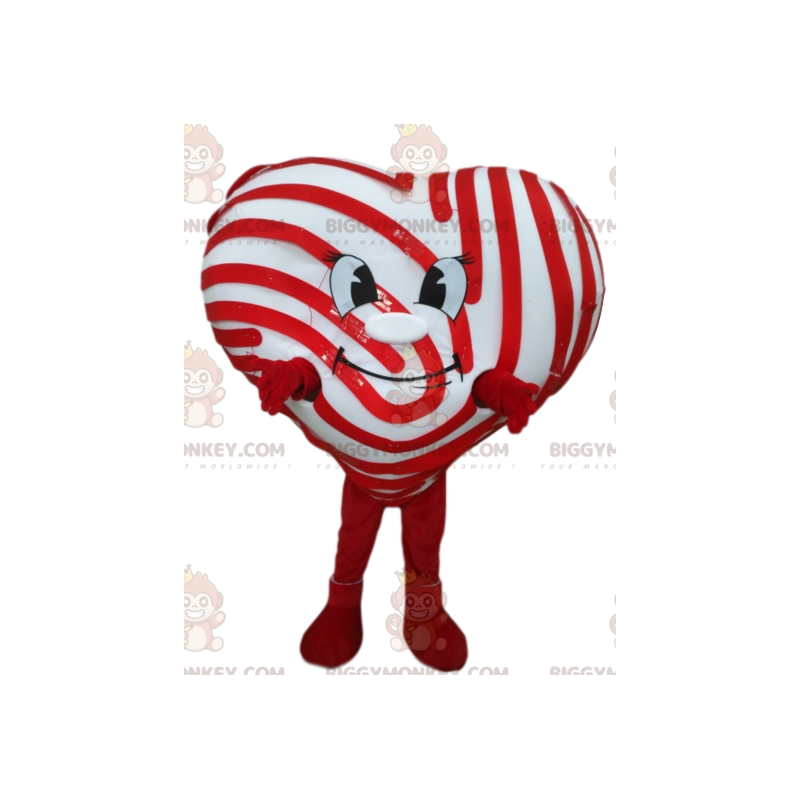 BIGGYMONKEY™ Costume da Mascotte di Cuore Bianco Sorridente con