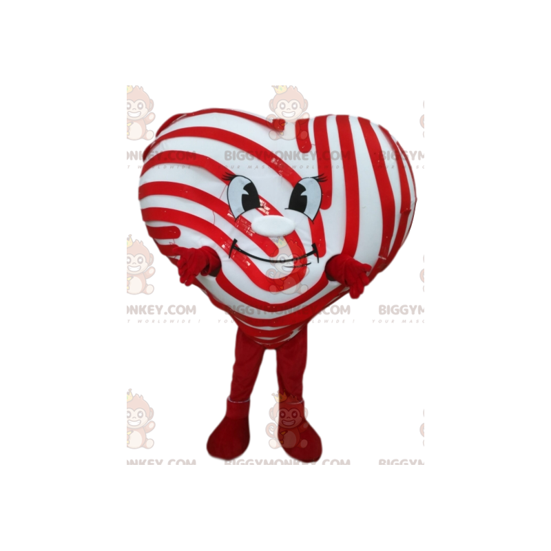 BIGGYMONKEY™ Mascot Costume of Smiling White Heart with Red