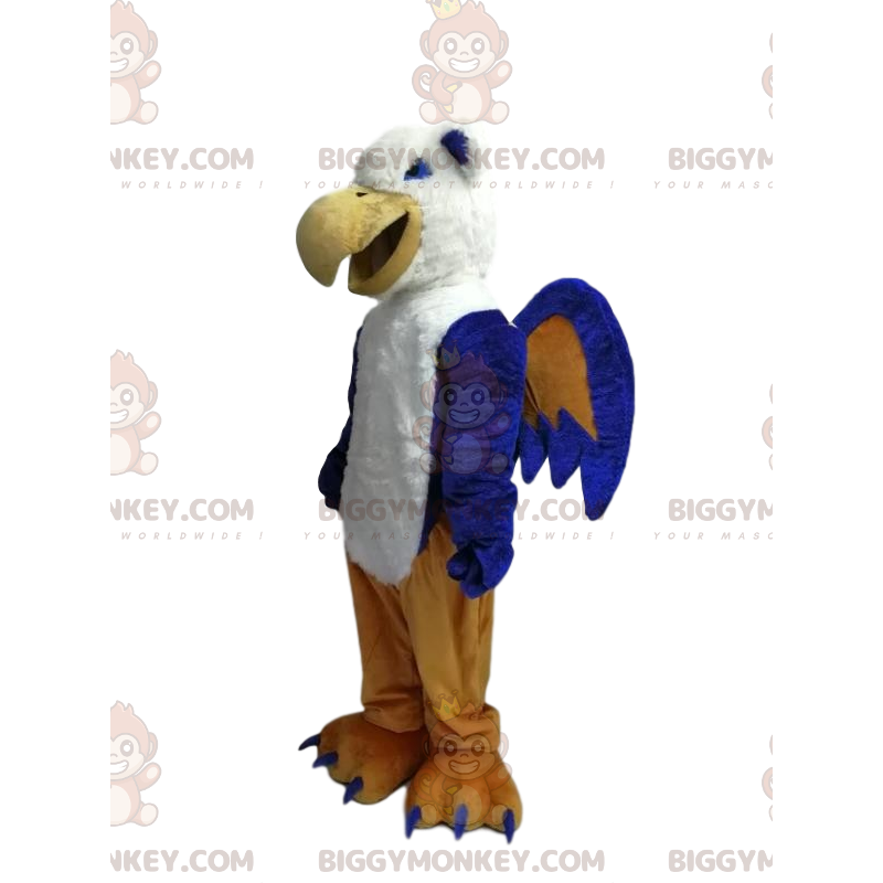 Costume da mascotte BIGGYMONKEY™ con aquila blu e bianca molto