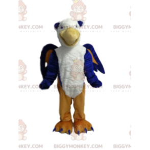 Traje de mascote BIGGYMONKEY™ de águia azul e branca muito