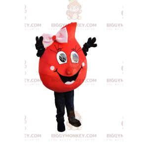BIGGYMONKEY™ Maskottchen-Kostüm von Red Blob mit großem Lächeln