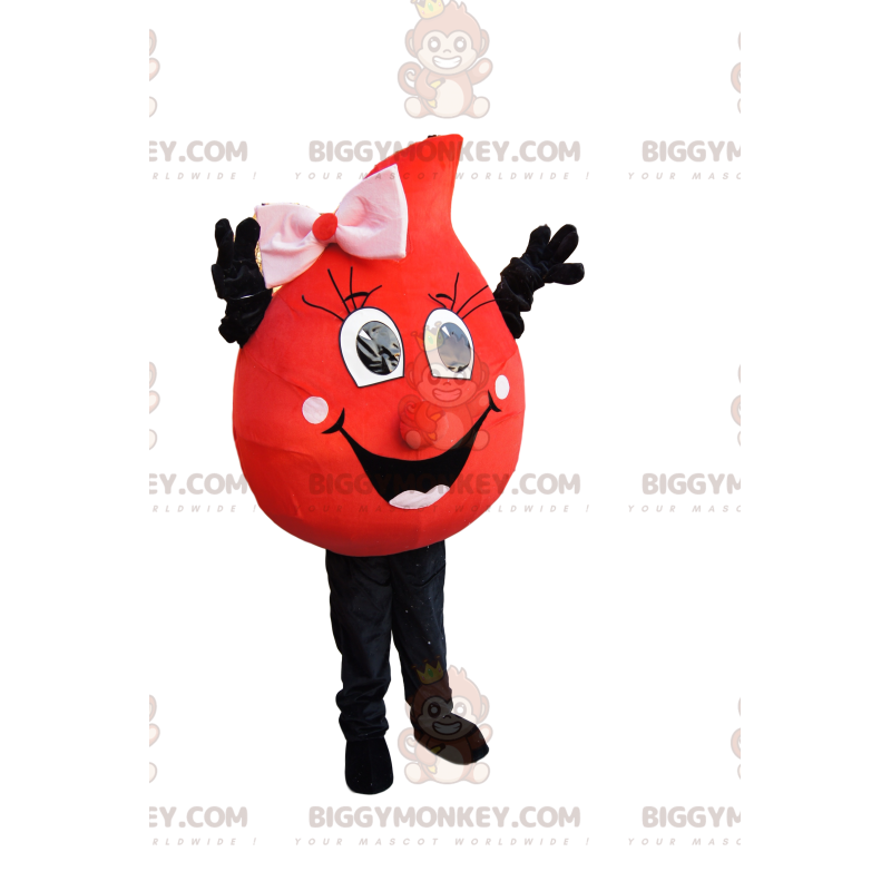 BIGGYMONKEY™ Mascot Costume of Red Blob with Big Smile and Pink