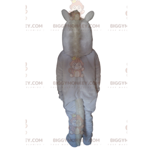 Majestic White Horse BIGGYMONKEY™ maskotdräkt med vit puff -