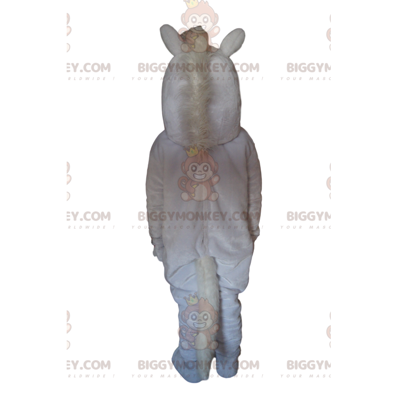 Costume da mascotte maestoso cavallo bianco BIGGYMONKEY™ con