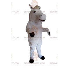 Majestätisches weißes Pferd BIGGYMONKEY™ Maskottchen-Kostüm mit