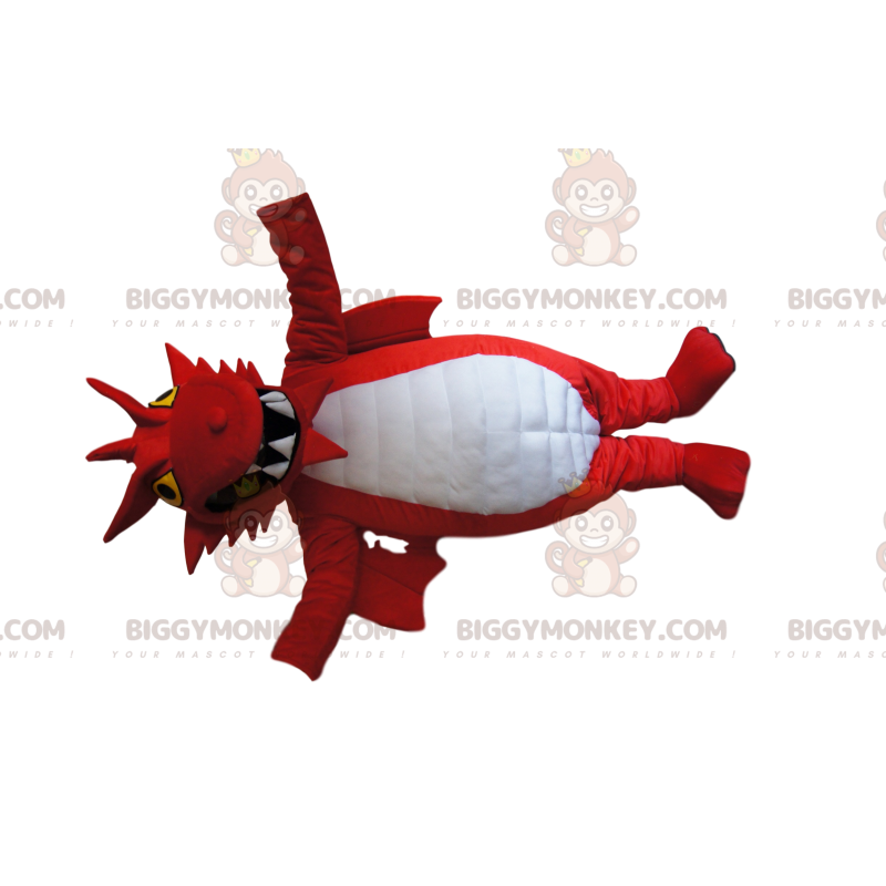 BIGGYMONKEY™ Costume da mascotte Drago rosso e bianco con