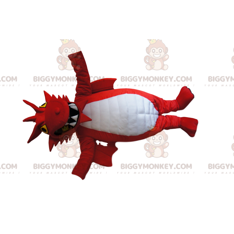 Kostým maskota BIGGYMONKEY™ Červenobílý drak s okouzlujícím
