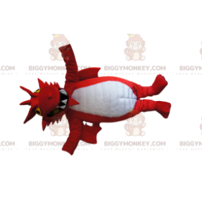 BIGGYMONKEY™ Costume da mascotte Drago rosso e bianco con