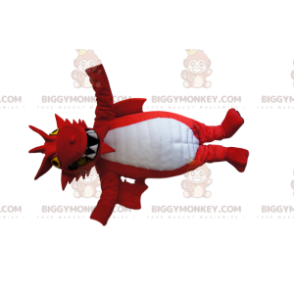 Kostým maskota BIGGYMONKEY™ Červenobílý drak s okouzlujícím