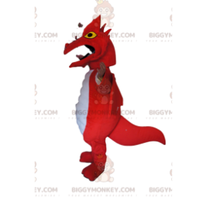 BIGGYMONKEY™ maskottiasu, punainen ja valkoinen lohikäärme