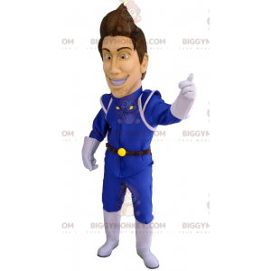 BIGGYMONKEY™ Mascot Costume of Man i blå futuristisk jumpsuit -
