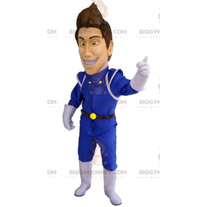 Traje de mascote BIGGYMONKEY™ de homem em macacão azul