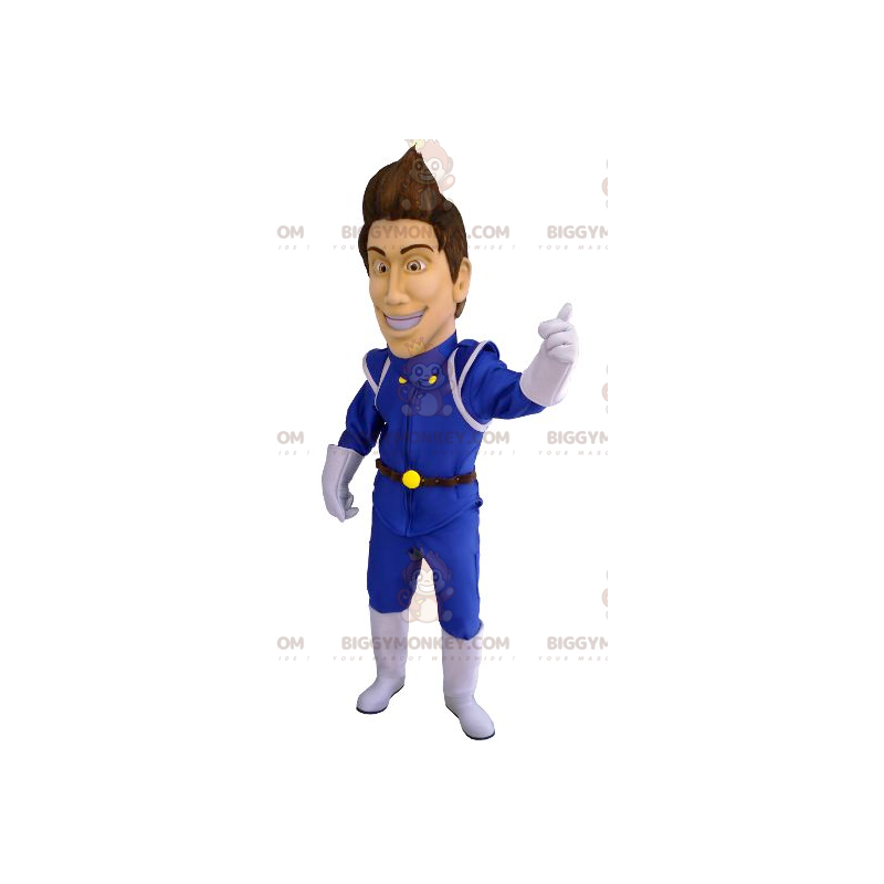 BIGGYMONKEY™ Mascot Costume of Man in Blue Futuristic Jumpsuit