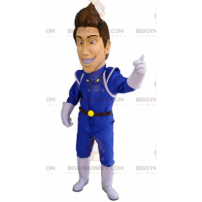 BIGGYMONKEY™ Mascot Costume of Man i Blue Futuristic Jumpsuit -