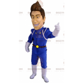 BIGGYMONKEY™ Mascot Costume of Man in Blue Futuristic Jumpsuit