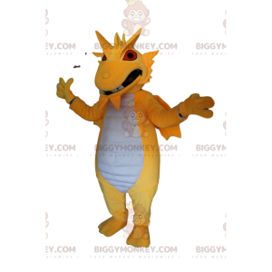 BIGGYMONKEY™ Costume da mascotte Drago giallo e bianco molto