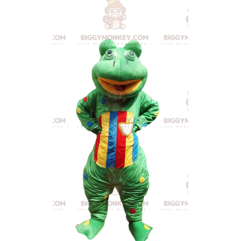 Green and Multicolored Frog BIGGYMONKEY™ Mascot Costume –