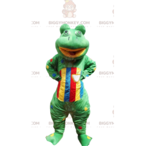 Costume mascotte BIGGYMONKEY™ rana verde e multicolore -
