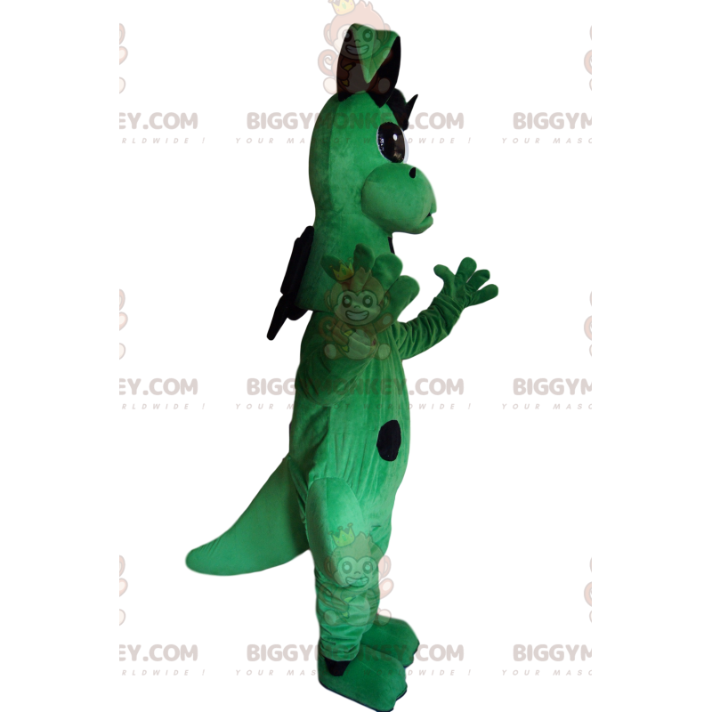 Very Cute Green and Black Dragon BIGGYMONKEY™ Mascot Costume -