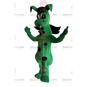 Costume de mascotte BIGGYMONKEY™ de dragon vert et noir très