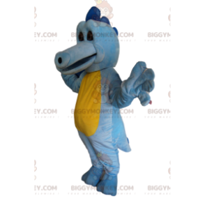 Accattivante costume della mascotte del drago blu cielo e