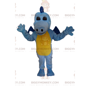 Endearing Sky Blue and Yellow Dragon BIGGYMONKEY™ Mascot