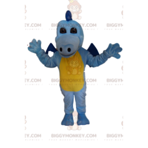 Costume de mascotte BIGGYMONKEY™ de dragon bleu ciel et jaune