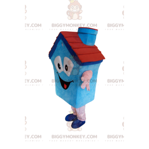 Traje de mascote BIGGYMONKEY™ Chaminé Azul Cottage –