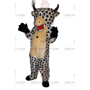 Traje de mascote de vaca BIGGYMONKEY™ com manchas pretas fofas