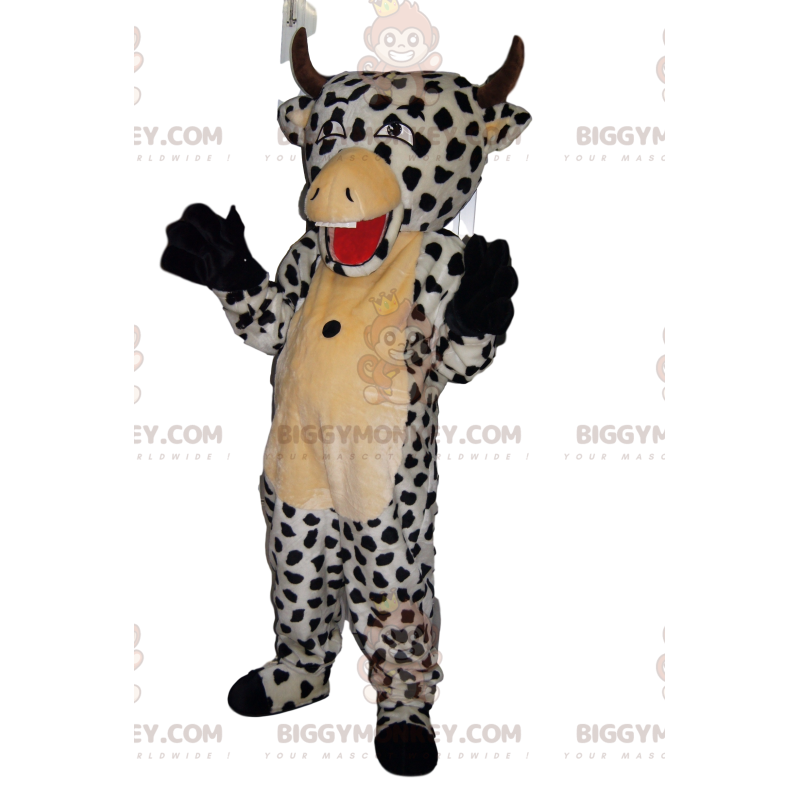 Cow BIGGYMONKEY™ Mascot Costume with Cute Black Spots -