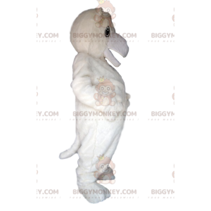 BIGGYMONKEY™ isbjørnmaskotkostume med stort smil og stor mave -