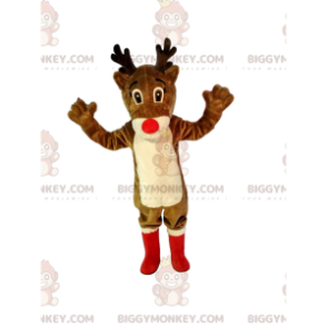 Rendier BIGGYMONKEY™ mascottekostuum met mooie rode neus en