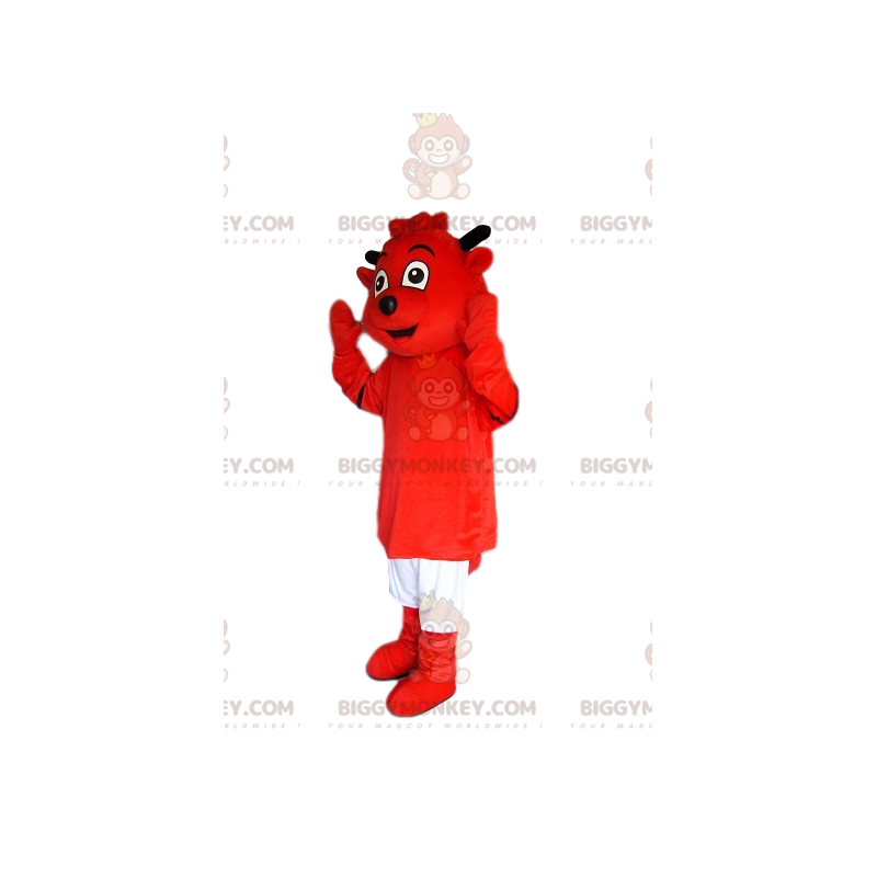 BIGGYMONKEY™ Mascot Costume Red Imp with White Shorts –