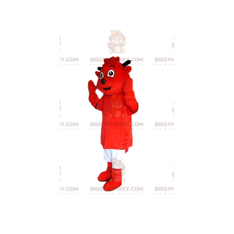 BIGGYMONKEY™ Μασκότ Κοστούμι Κόκκινο Imp με λευκό σορτς -