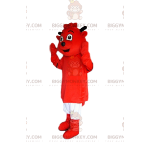 BIGGYMONKEY™ Mascot Costume Red Imp with White Shorts –