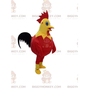 Disfraz de mascota BIGGYMONKEY™ Gallo rojo y amarillo con