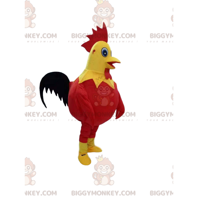 BIGGYMONKEY™ Costume da mascotte Gallo rosso e giallo con