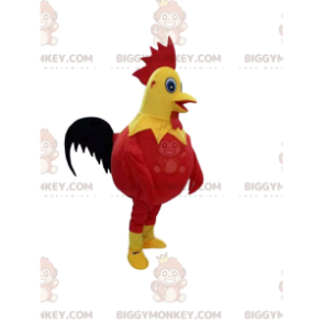 BIGGYMONKEY™ maskotkostume Rød og gul hane med overdådig