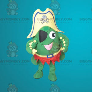Traje de mascote BIGGYMONKEY™ Sapo verde vestido de pirata –