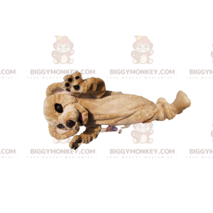 BIGGYMONKEY™ Mascottekostuum beige hond met schattig gezicht -