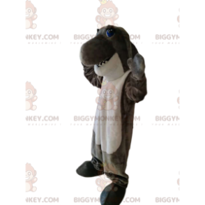 Costume de mascotte BIGGYMONKEY™ de requin gris et blanc très