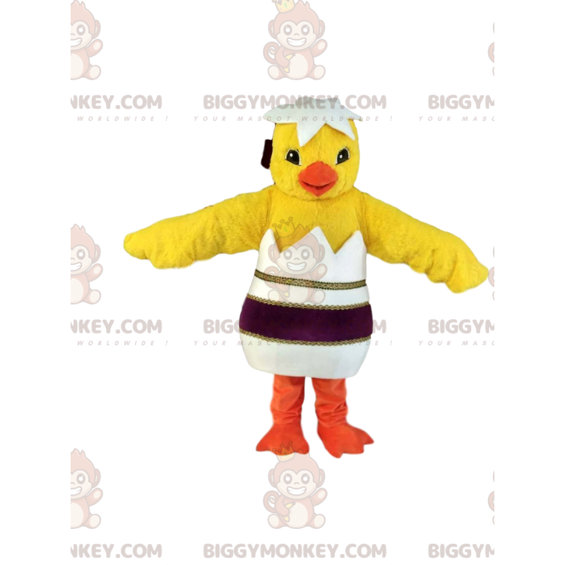 Traje de mascote amarelo pintinho BIGGYMONKEY™ com elegante