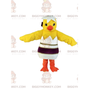 Yellow Chick BIGGYMONKEY™ Mascot Costume With Stylish Eggshell