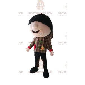 Costume de mascotte BIGGYMONKEY™ de petit garçon brun avec un