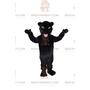 BIGGYMONKEY™ mascottekostuum van zwarte panter met mooie gele