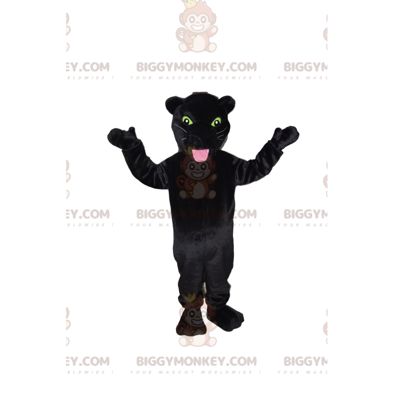 BIGGYMONKEY™ Costume da mascotte di pantera nera con bellissimi