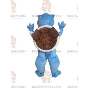 BIGGYMONKEY™ Maskotdräkt Blå sköldpadda med brunt skal -