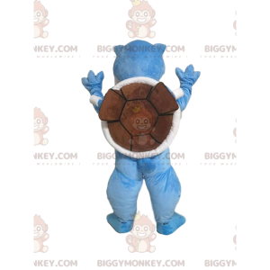 Traje de mascote BIGGYMONKEY™ Tartaruga Azul com Concha Marrom